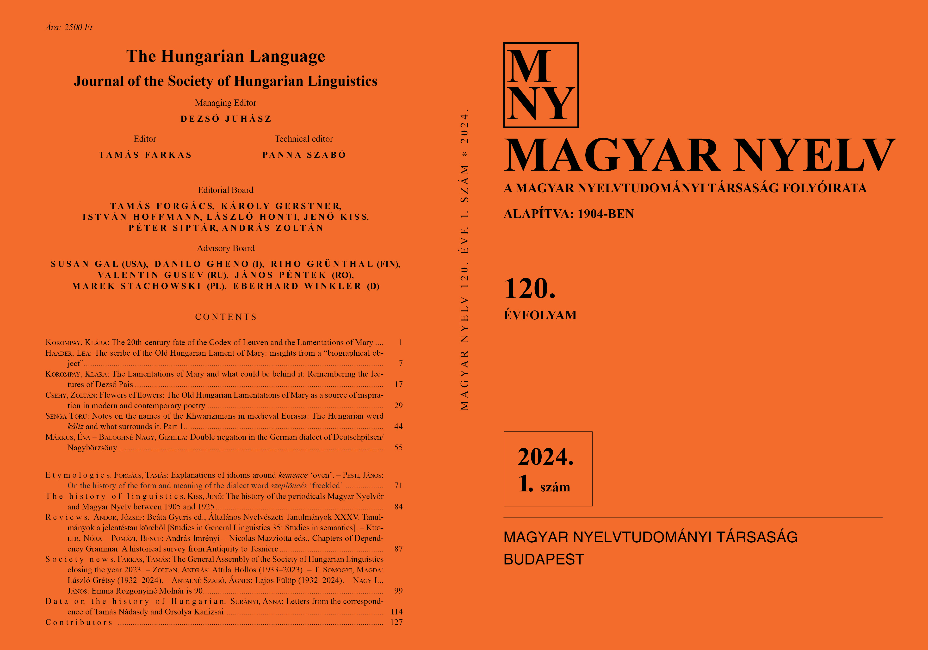 					View Vol. 120 No. 1 (2024): Magyar Nyelv
				